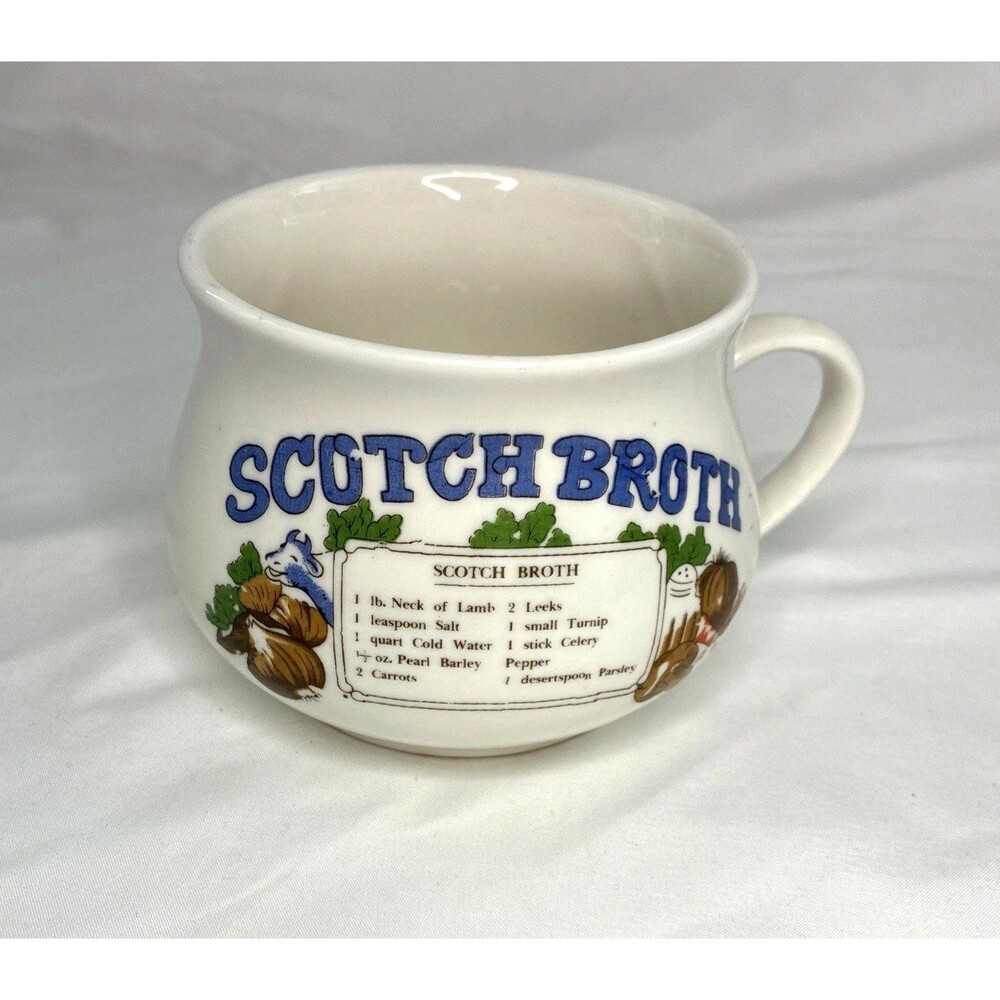 Vintage Scotch Broth Recipe Soup Mug Cup Ceramic 12 oz Farmhouse Country 70s 80s